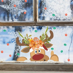2pcs Christmas Elk Window Stickers Removable Waterproof Vinyl Wall Decor