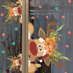 2pcs Christmas Elk Window Stickers Removable Waterproof Vinyl Wall Decor