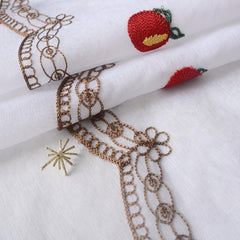 Embroidered Fruit Pattern Short Curtain Rod Pocket