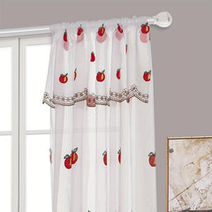 Embroidered Fruit Pattern Short Curtain Rod Pocket