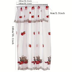 Embroidered Fruit Pattern Short Curtain Rod Pocket
