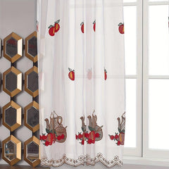 Embroidered Fruit Pattern Short Curtain Rod Pocket