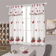 Embroidered Fruit Pattern Short Curtain Rod Pocket