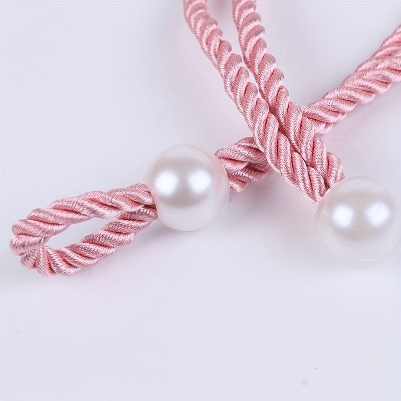 2pcs Faux Pearl Curtain Tieback Bandage, for Living Room Bedroom Decor