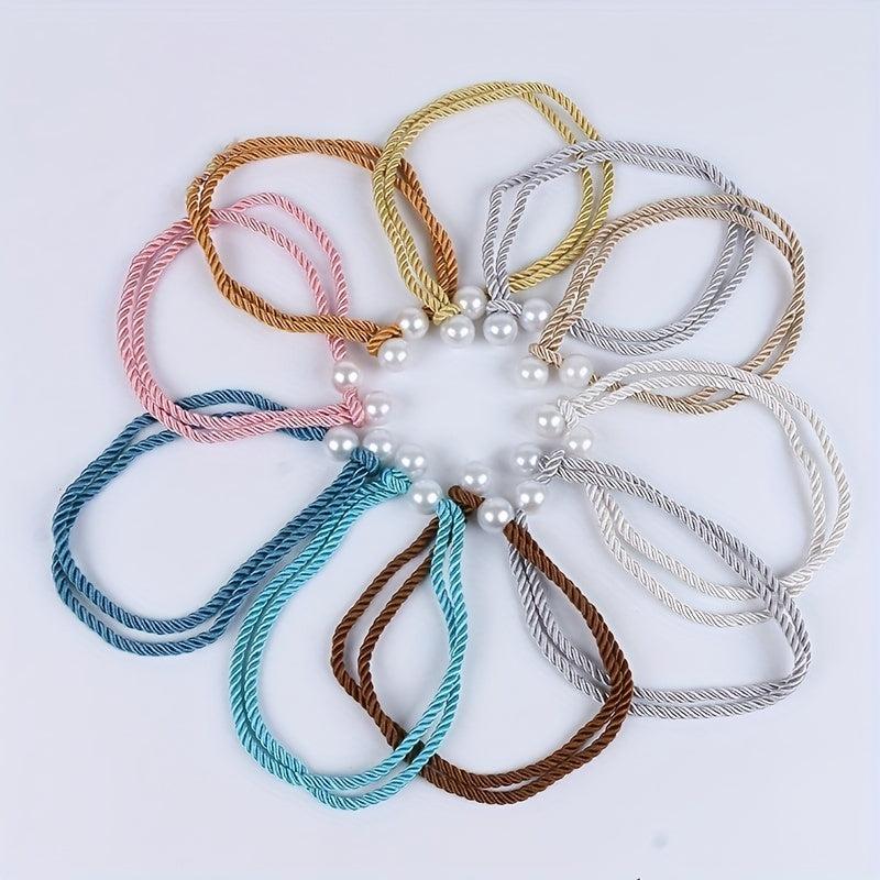 2pcs Faux Pearl Curtain Tieback Bandage, for Living Room Bedroom Decor