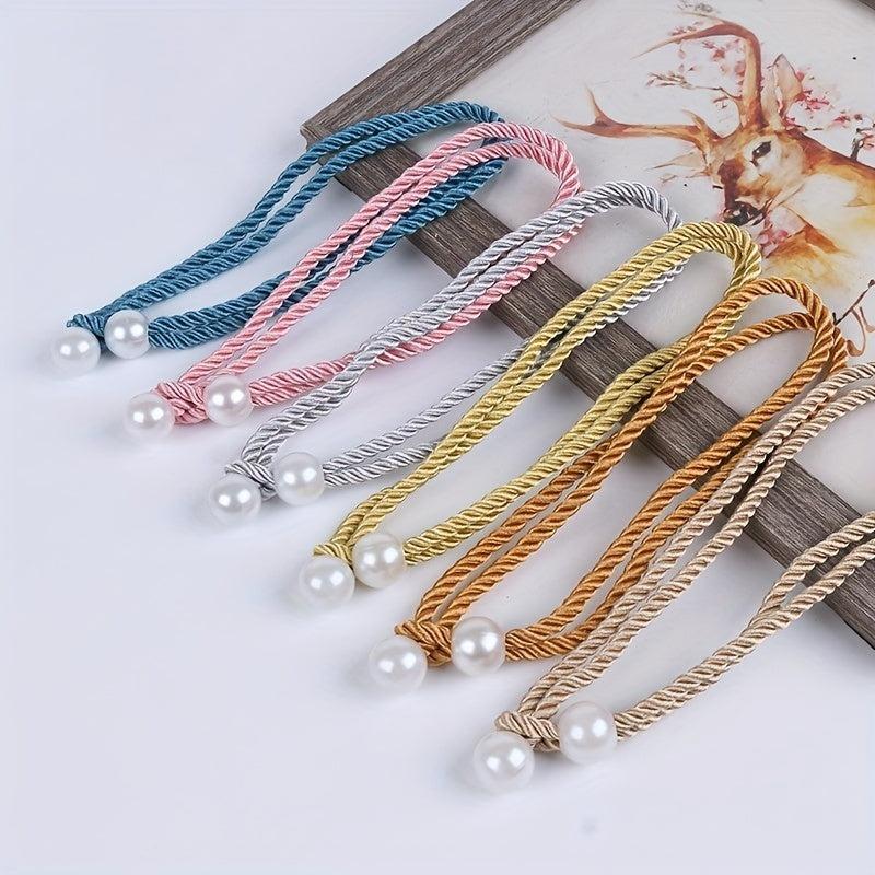 2pcs Faux Pearl Curtain Tieback Bandage, for Living Room Bedroom Decor