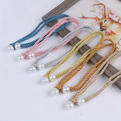 2pcs Faux Pearl Curtain Tieback Bandage, for Living Room Bedroom Decor