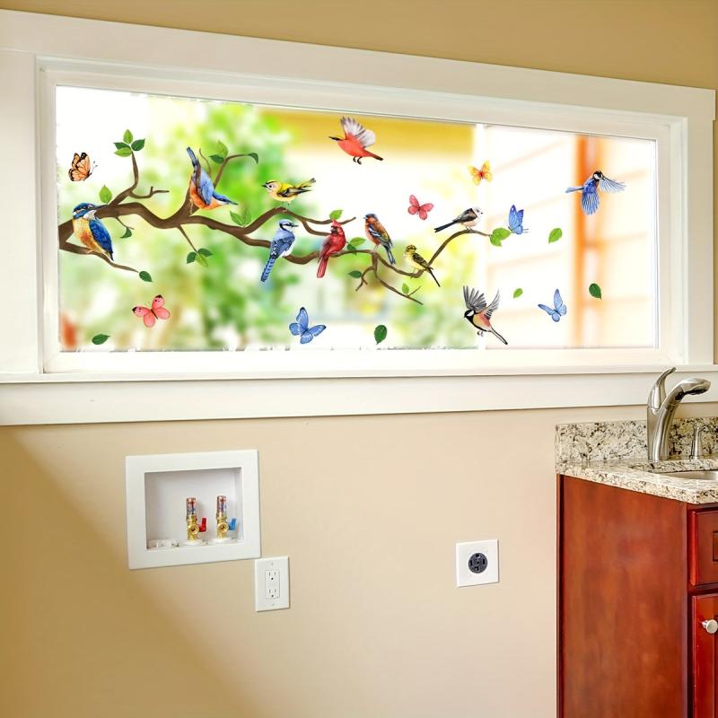 Cartoon Bird Butterfly Wall Sticker Decor for Living Room Bedroom Kitchen