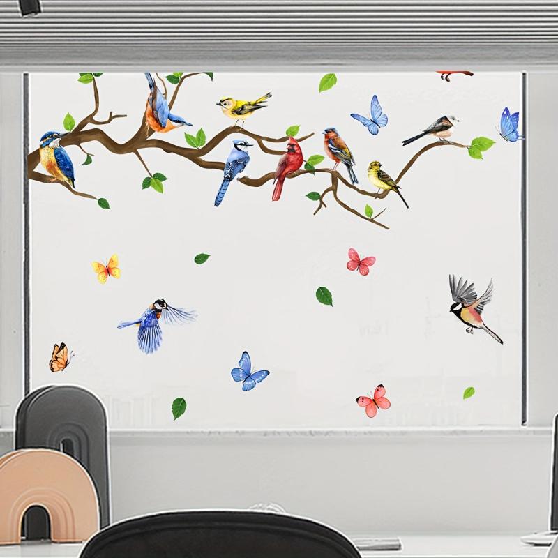 Cartoon Bird Butterfly Wall Sticker Decor for Living Room Bedroom Kitchen