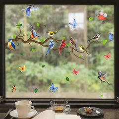 Cartoon Bird Butterfly Wall Sticker Decor for Living Room Bedroom Kitchen