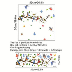 Cartoon Bird Butterfly Wall Sticker Decor for Living Room Bedroom Kitchen