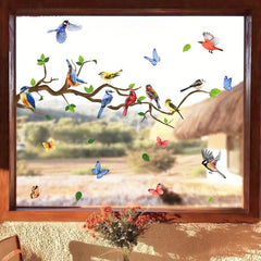 Cartoon Bird Butterfly Wall Sticker Decor for Living Room Bedroom Kitchen
