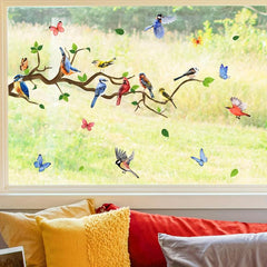 Cartoon Bird Butterfly Wall Sticker Decor for Living Room Bedroom Kitchen