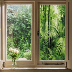 Green Forest Privacy Window Film for Home Decor