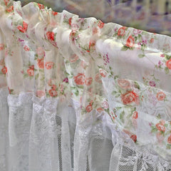 French Floral Short Curtain Romantic Kitchen Bedroom Decor Semi-Shading