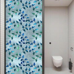 Vintage Leaf Pattern European Painted Art Blackout Privacy PVC Window Film