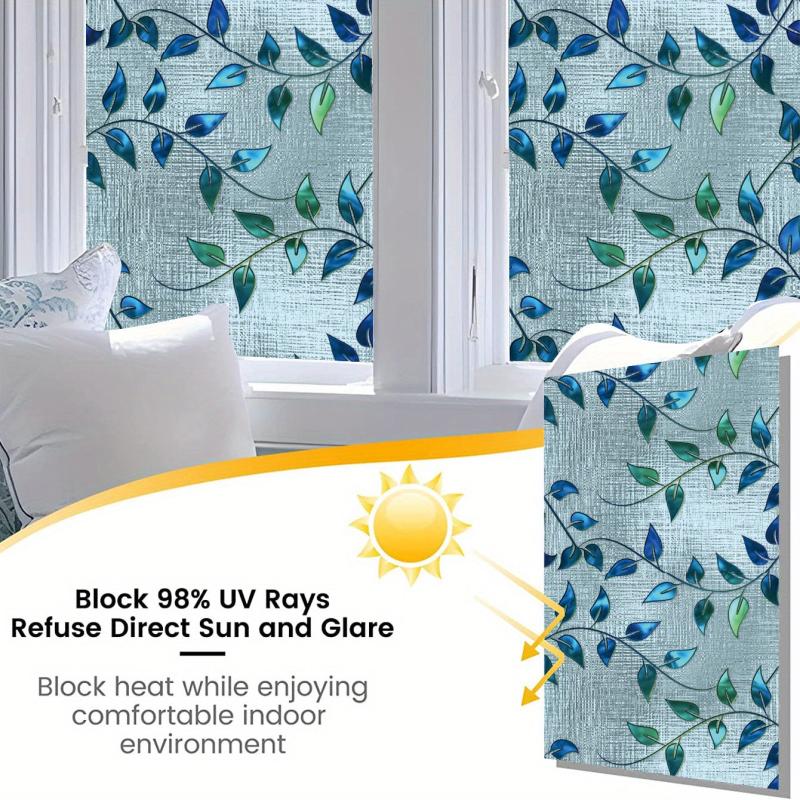 Vintage Leaf Pattern European Painted Art Blackout Privacy PVC Window Film
