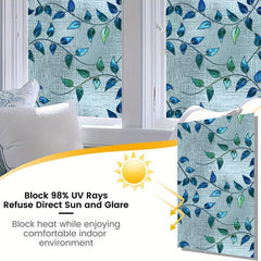 Vintage Leaf Pattern European Painted Art Blackout Privacy PVC Window Film