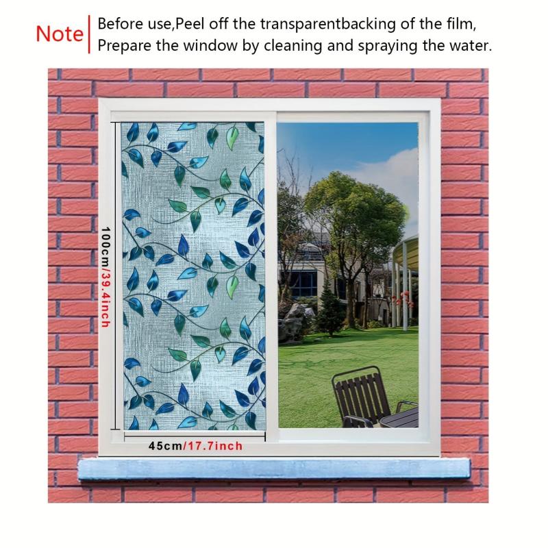 Vintage Leaf Pattern European Painted Art Blackout Privacy PVC Window Film