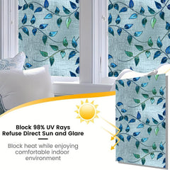Vintage Leaf Pattern European Painted Art Blackout Privacy PVC Window Film