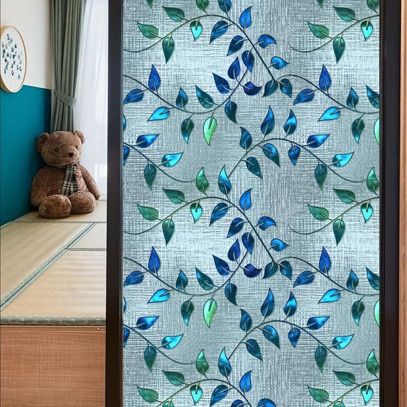 Vintage Leaf Pattern European Painted Art Blackout Privacy PVC Window Film
