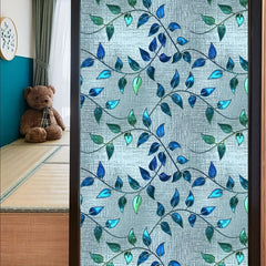 Vintage Leaf Pattern European Painted Art Blackout Privacy PVC Window Film