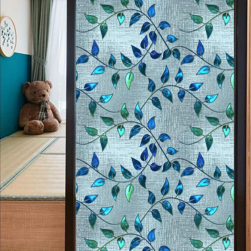 Vintage Leaf Pattern European Painted Art Blackout Privacy PVC Window Film