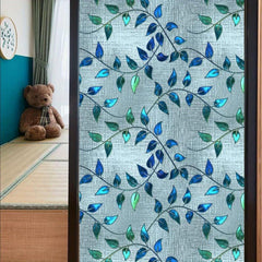 Vintage Leaf Pattern European Painted Art Blackout Privacy PVC Window Film