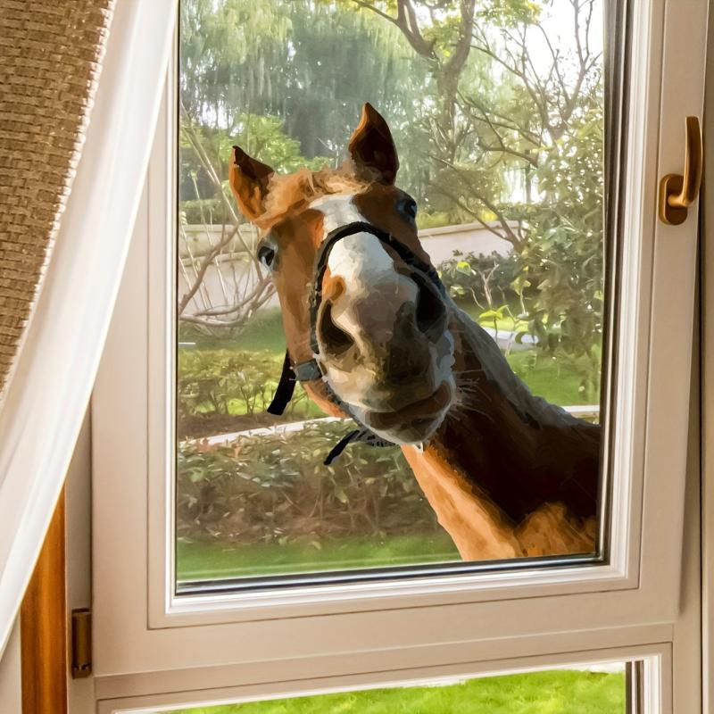 Horse Pattern Glass Window Sticker Removable Waterproof Vinyl Window Film