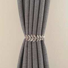 Aluminum Curtain Tiebacks with Leaf Carving for Window Draperies