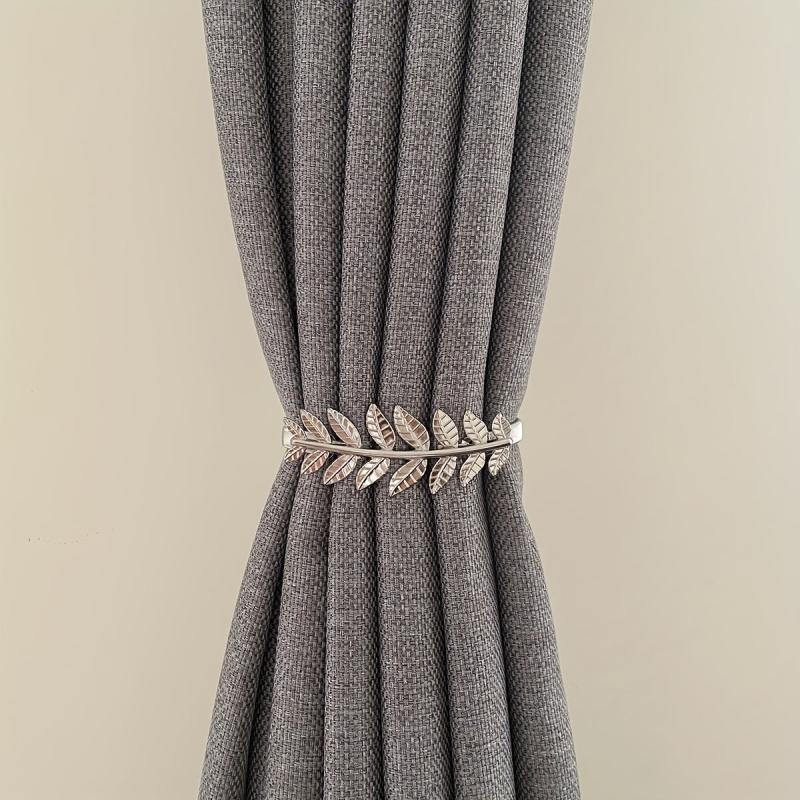 Aluminum Curtain Tiebacks with Leaf Carving for Window Draperies