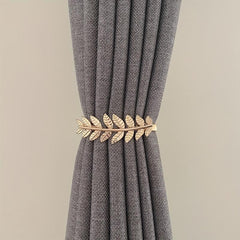 Aluminum Curtain Tiebacks with Leaf Carving for Window Draperies