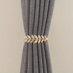 Aluminum Curtain Tiebacks with Leaf Carving for Window Draperies