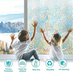 Privacy Window Film Stained Glass Decor Static Non Adhesive
