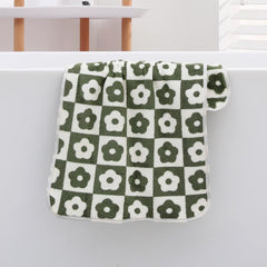 Plum Flower Pattern Hand Towel Soft Face Towel Green Yellow