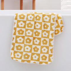 Plum Flower Pattern Hand Towel Soft Face Towel Green Yellow