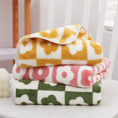 Plum Flower Pattern Hand Towel Soft Face Towel Green Yellow