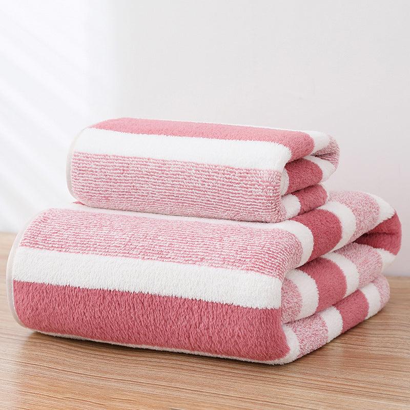 2pcs Geometric Pattern Towel & Bath Towel Set Absorbent Fast Drying