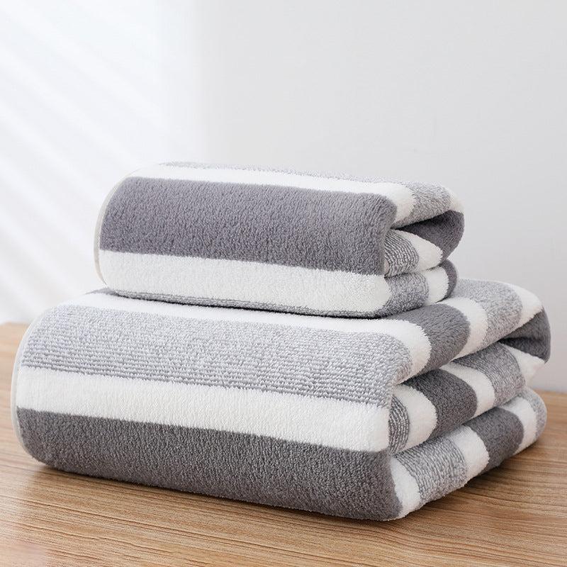 2pcs Geometric Pattern Towel & Bath Towel Set Absorbent Fast Drying