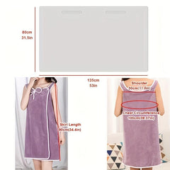Women's Wearable Bath Towel Bow Soft Shower Skirt Adjustable Bath Robe