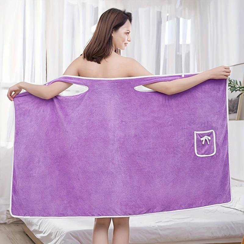 Women's Wearable Bath Towel Bow Soft Shower Skirt Adjustable Bath Robe