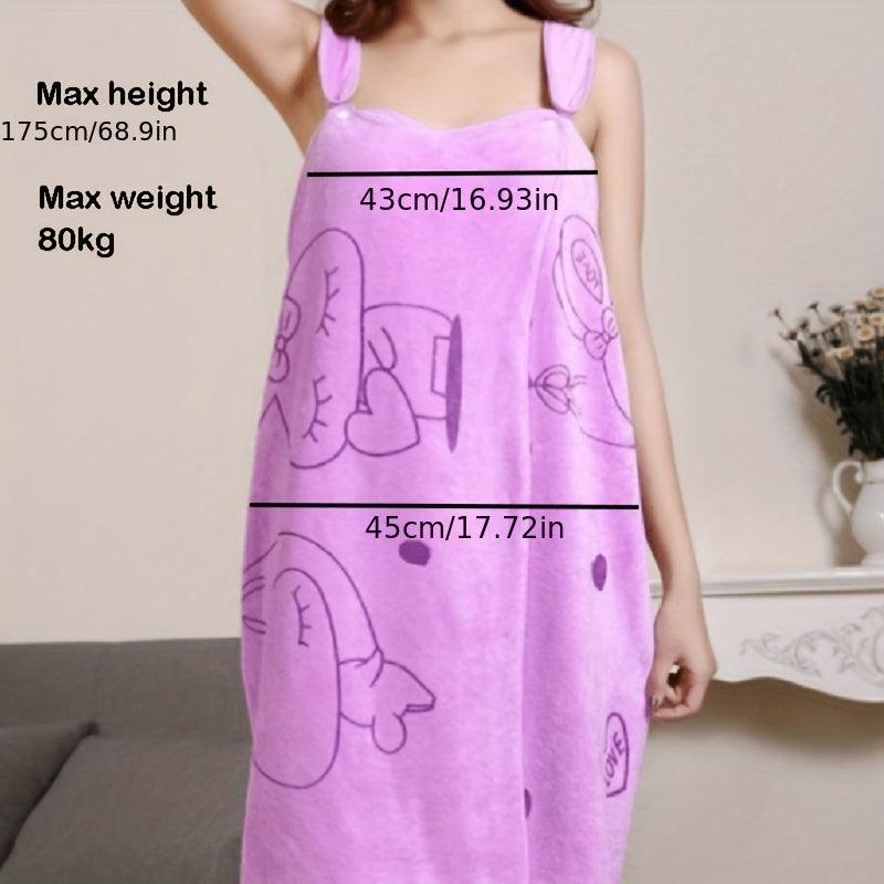 Rabbit Pattern Women's Towel Wrap Bathrobe Quick Drying Spa Wrap Towel
