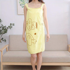 Rabbit Pattern Women's Towel Wrap Bathrobe Quick Drying Spa Wrap Towel