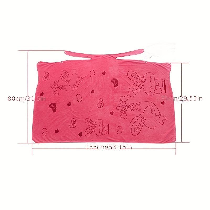 Rabbit Pattern Women's Towel Wrap Bathrobe Quick Drying Spa Wrap Towel