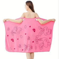 Rabbit Pattern Women's Towel Wrap Bathrobe Quick Drying Spa Wrap Towel