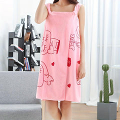 Rabbit Pattern Women's Towel Wrap Bathrobe Quick Drying Spa Wrap Towel
