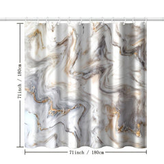 Gray Golden Marble Shower Curtain Set Bathroom Decor