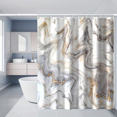 Gray Golden Marble Shower Curtain Set Bathroom Decor