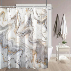 Gray Golden Marble Shower Curtain Set Bathroom Decor