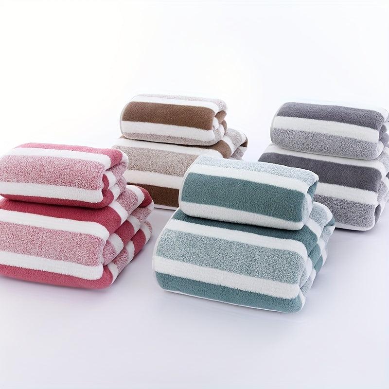 2pcs Coral Velvet Towel Set Quick Drying Soft Towel Bath Towel
